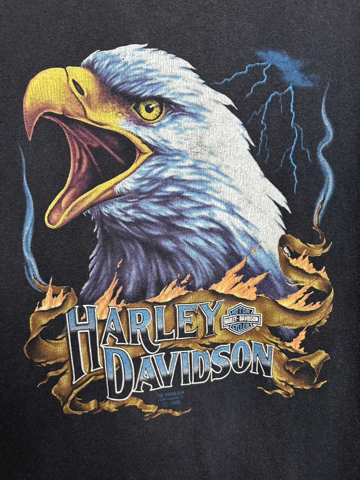 Harley Davidson 1990 Harley Davidson Eagle 3D Emblem Vintage T-Shirt Size US L / EU 52-54 / 3 - 6 Thumbnail