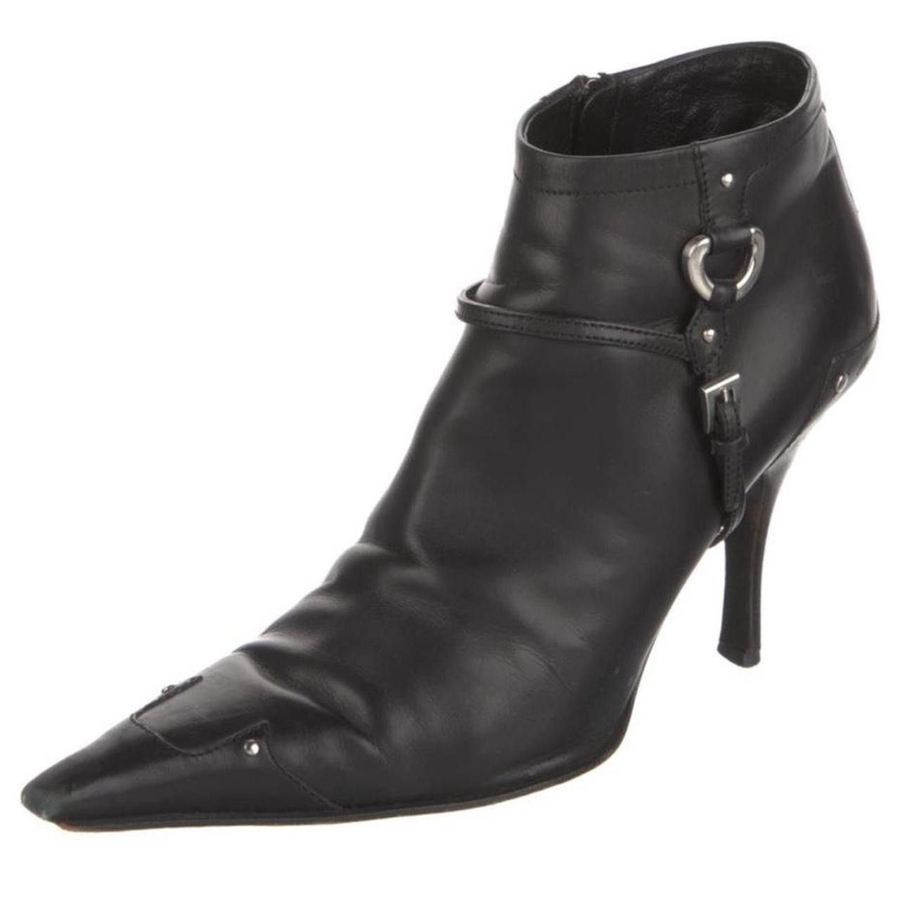 Prada PRADA Vintage Black leather ankle boots with silver hardware Size US 10.5 / IT 40.5 - 4 Thumbnail