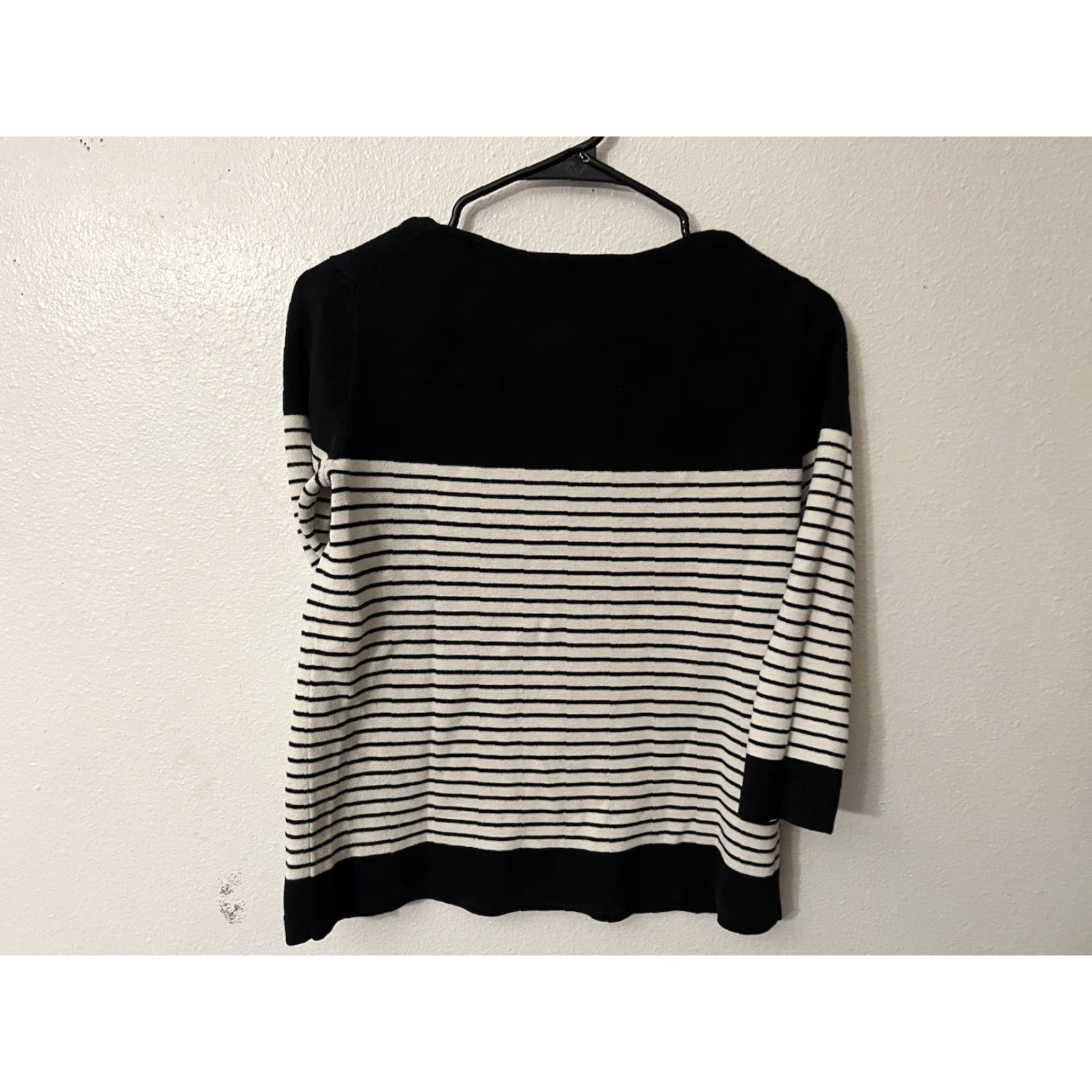 Ann Taylor Loft Outlet Shirt 3/4 Sleeve Boat Neck Striped Cotton Blend Small Multicolor 90s Casual Women Size S / US 4 / IT 40 - 2 Thumbnail