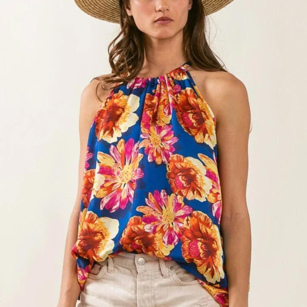 Other Silky Flower Satin Halter Top Size S / US 4 / IT 40 - 2 Thumbnail