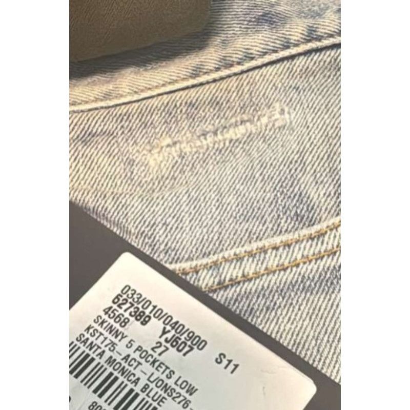 Saint Laurent Paris o1rshd1 Skinny 5 Pockets Low Pants in Santa Monica Blue Size US 27 - 16 Thumbnail