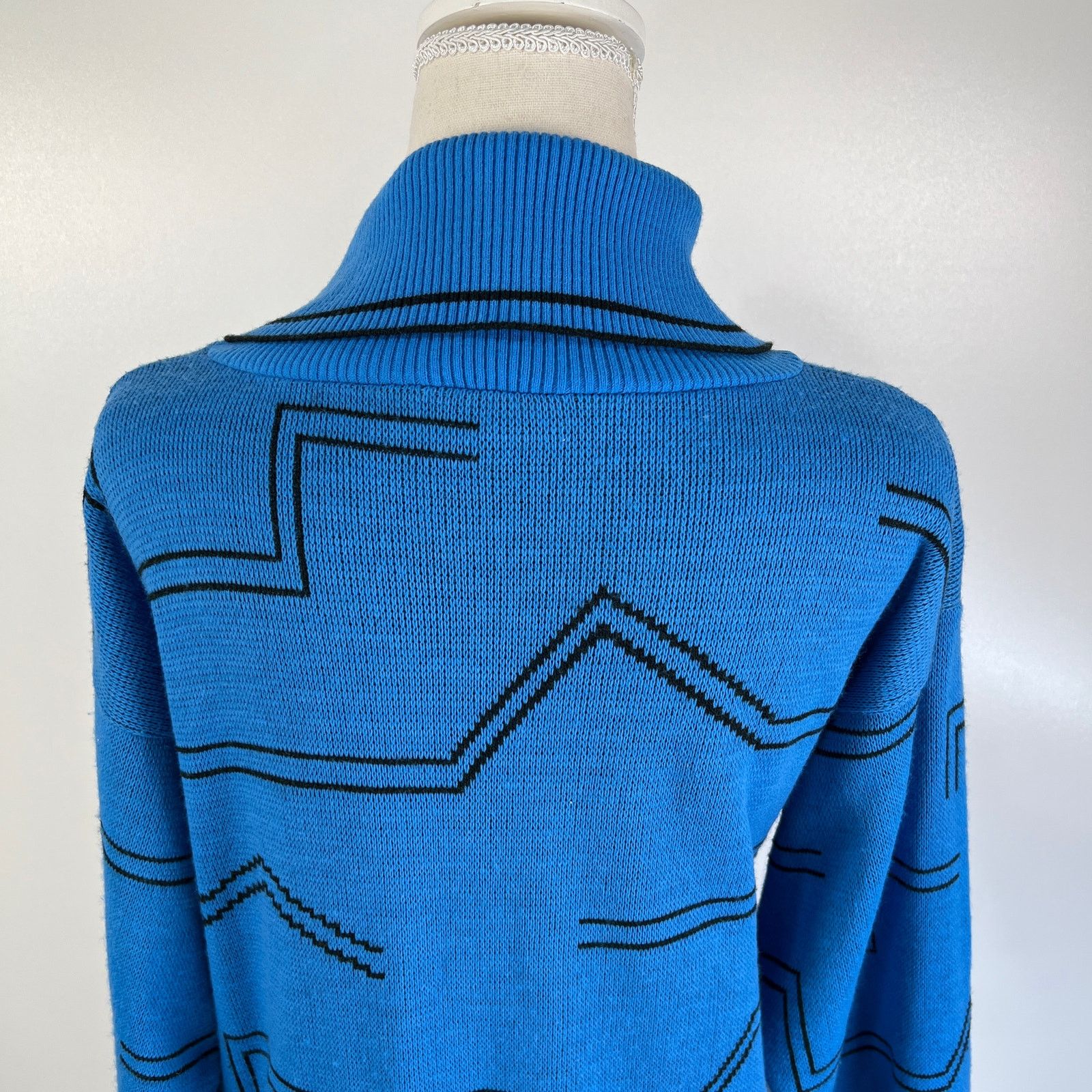 Vintage Vintage 80s Le Gaillard Acrylic Sweater Dress Blue Size M / US 6-8 / IT 42-44 - 10 Thumbnail