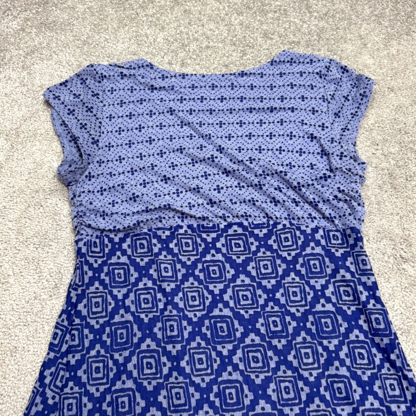 Athleta Athleta Dress Womens Cap Sleeve A-Line Mini Geometric Knit Blue Medium Short Sleeve Casual Travel Bohemian Power Size M / US 6-8 / IT 42-44 - 3 Thumbnail