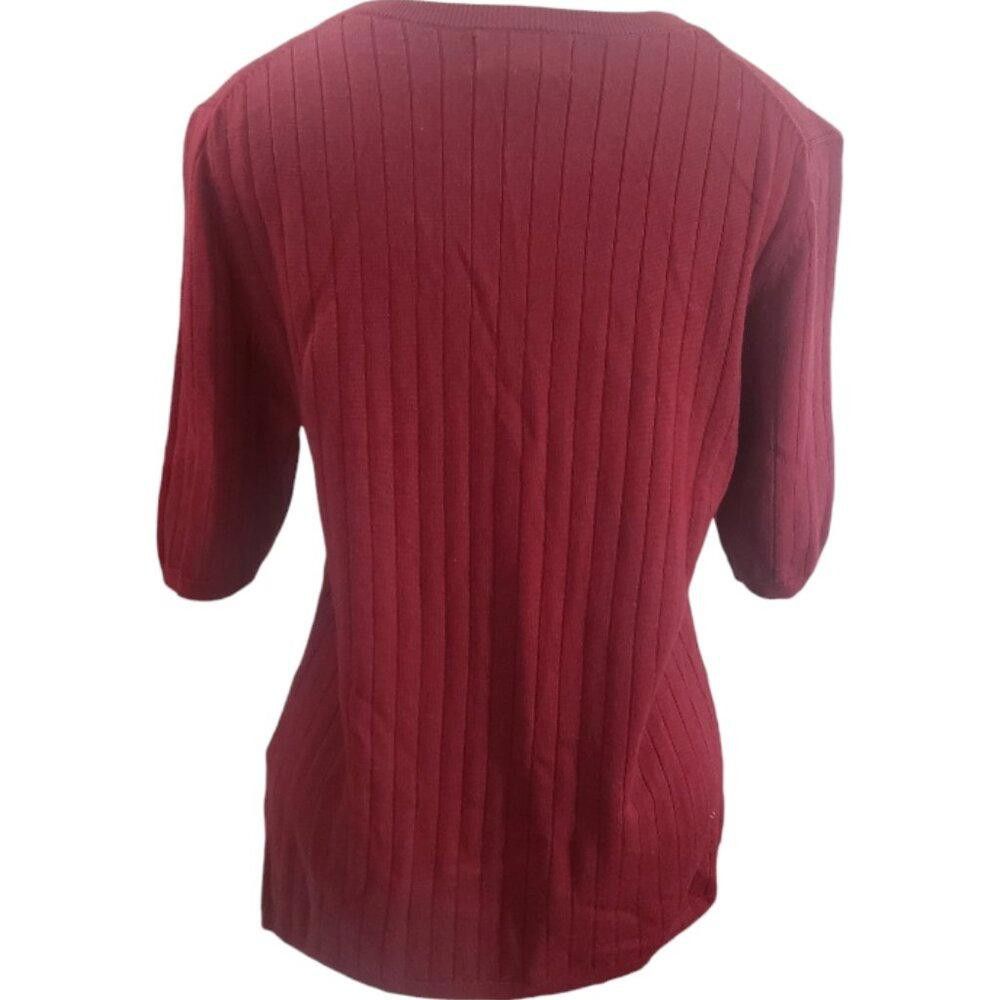 Banana Republic CT 1977 BR Ladies Burgundy Ribbed Soft Wool Sweater L Size L / US 10 / IT 46 - 4 Thumbnail