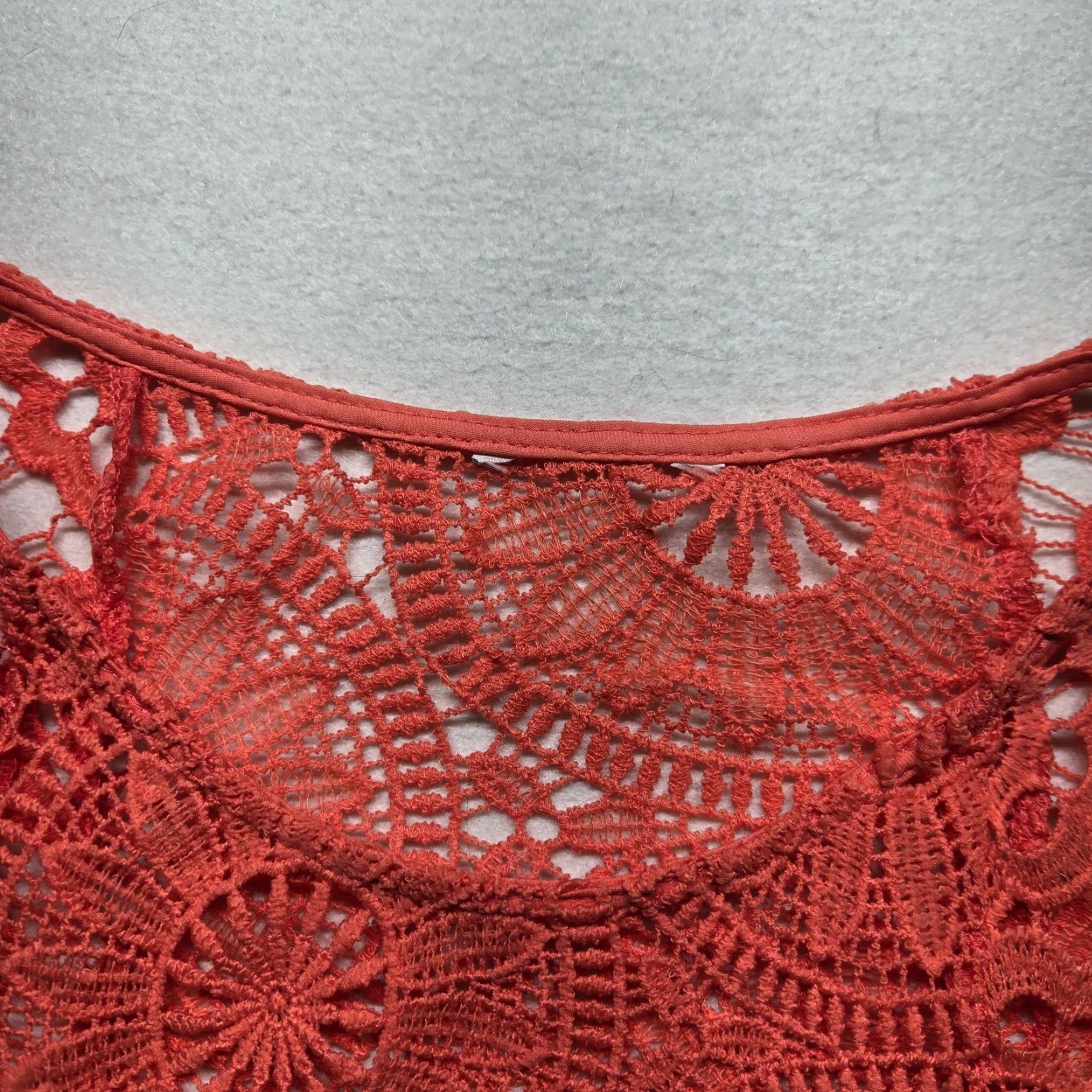 Vintage VINTAGE Shirt Adult L Red Solid Crochet Lace Boho Cottagecore 60s 70s Fairytale Floral Western Womens Size L / US 10 / IT 46 - 2 Thumbnail