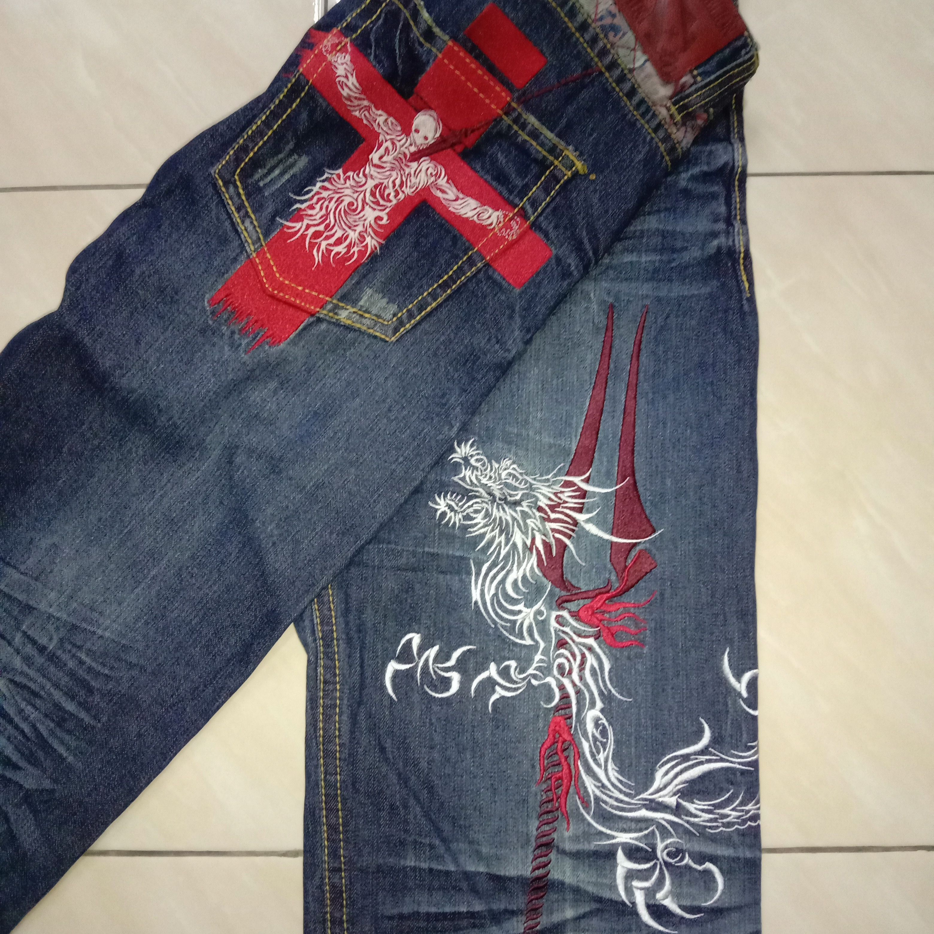 Anime × Cartoon Network × Japanese Brand Jeans Nishiki x Neon Genesis Evangelion Anime Manga Rare 00s Size US 38 / EU 54 - 2 Thumbnail