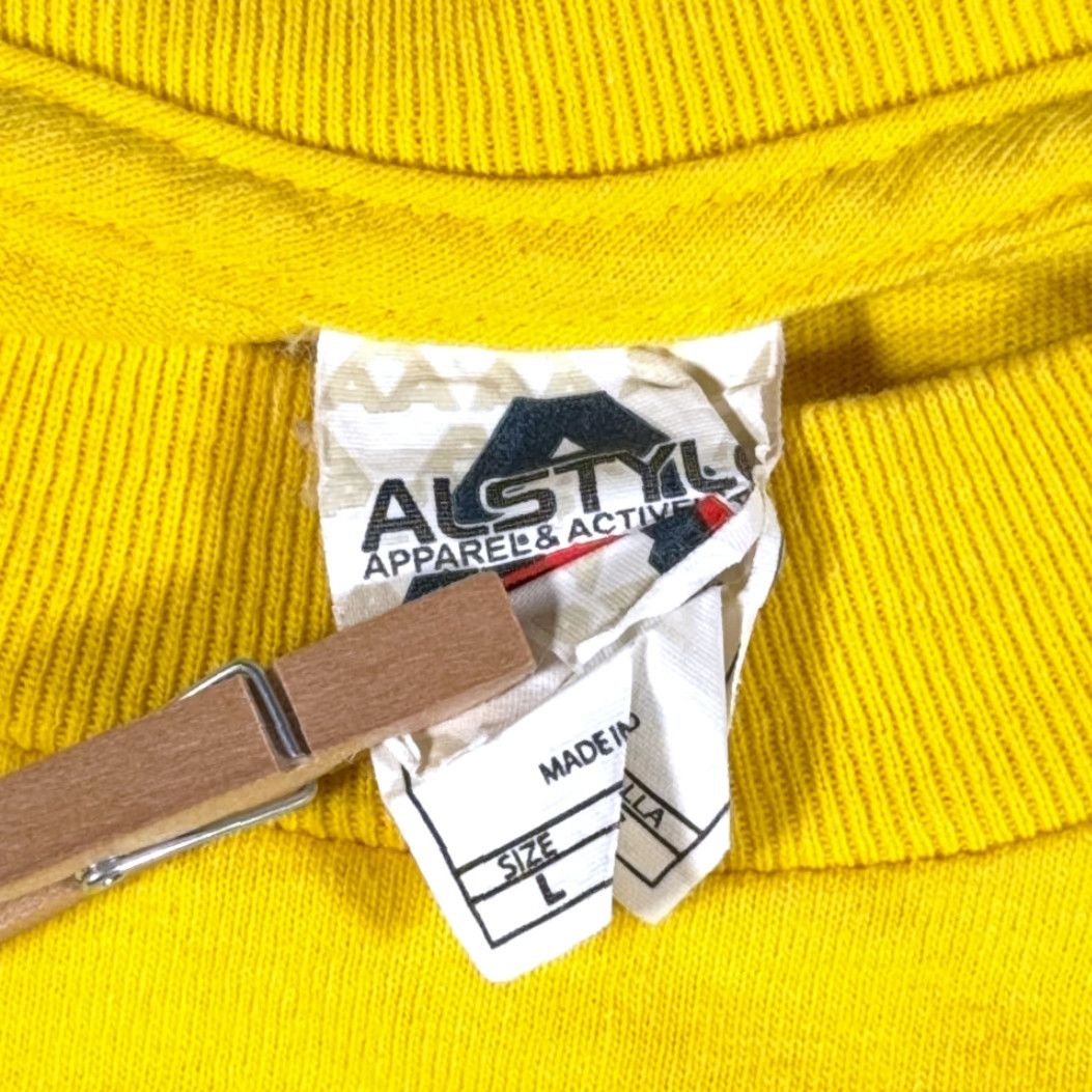 AAA Woodys Longboards Shirt Adult LARGE Yellow Hawaii Surfing Hula Girl Funny Y2K Size US L / EU 52-54 / 3 - 5 Thumbnail