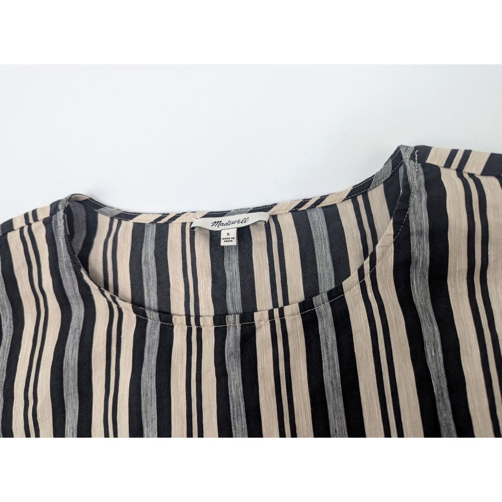 Madewell Madewell Blouse Cropped Boxy Linen Blend Pockets Striped Short Sleeve Size S Multicolor Size S / US 4 / IT 40 - 7 Thumbnail