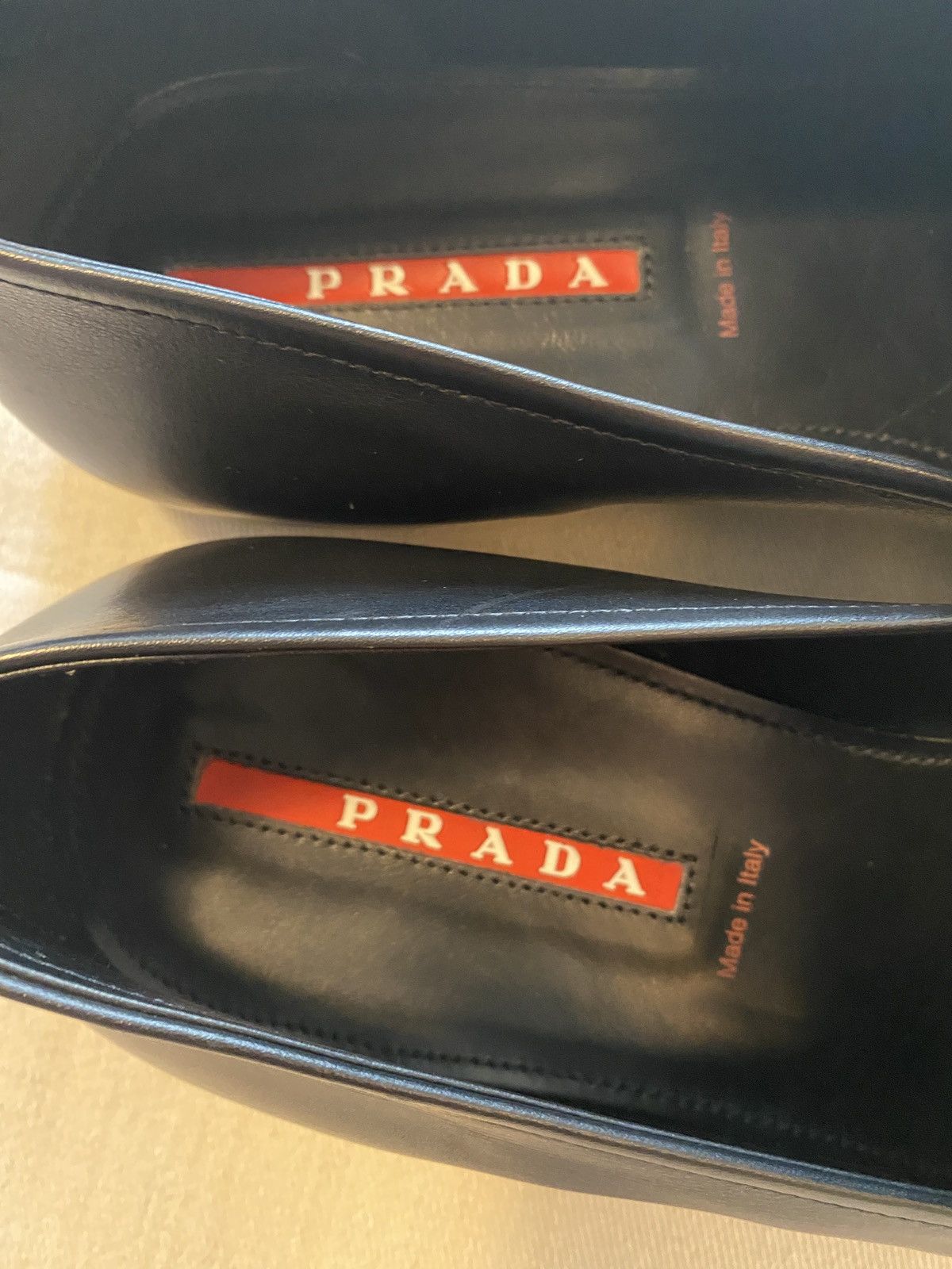 Prada Prada Linea Rossa Black Leather Rubber Sole Loafers Size 11 Size US 11 / EU 44 - 3 Thumbnail