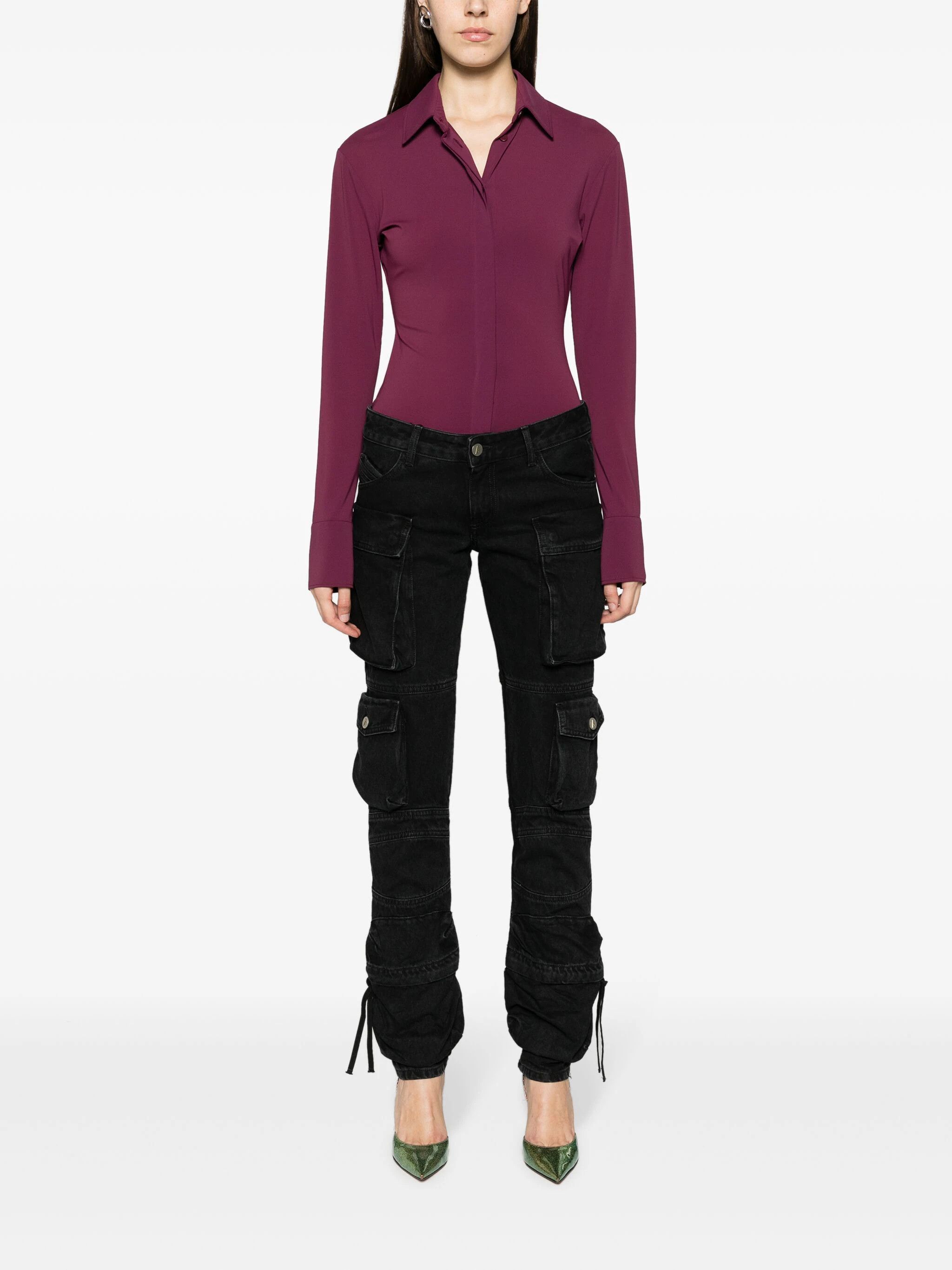 The Attico o1s22i1n1024 Essie Flared Cargo Pants in Black Size 25" / US 0 / IT 36 - 2 Thumbnail