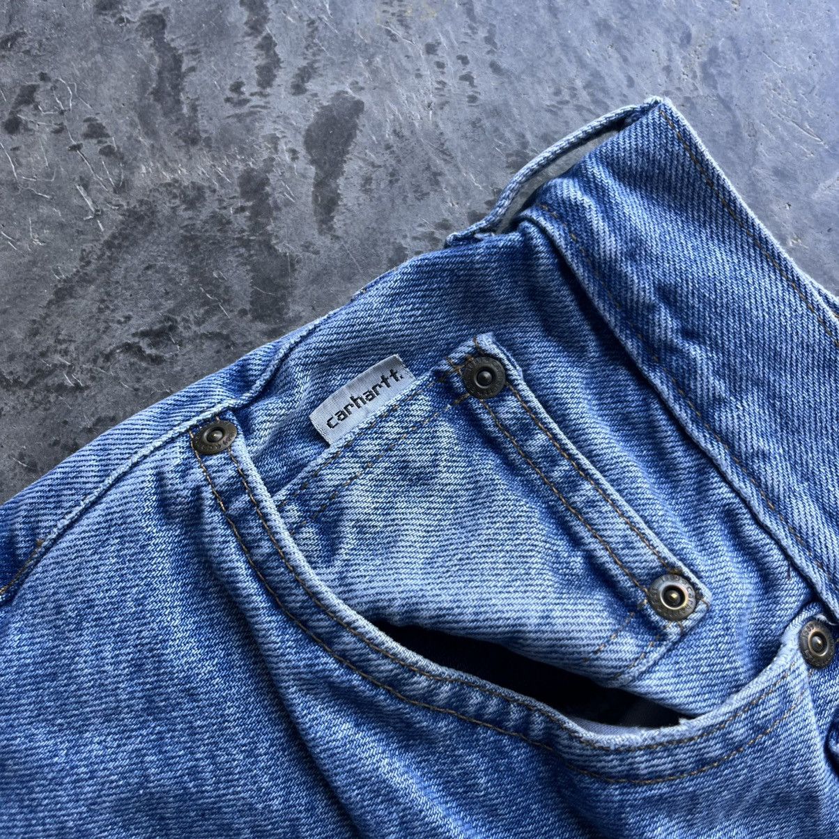 Vintage Crazy Vintage Carhartt Thrashed Jean Shorts Jorts 36" Blue Size US 36 / EU 52 - 4 Thumbnail