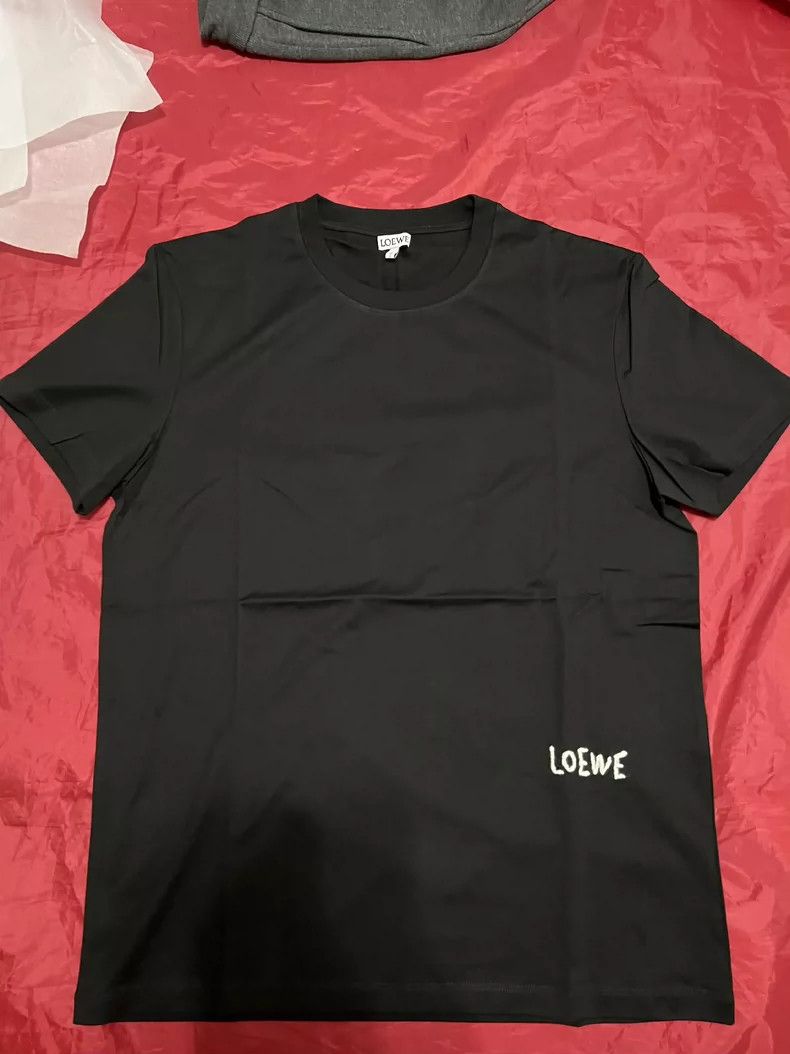 LOEWE Black short sleeves with embroidery logo
