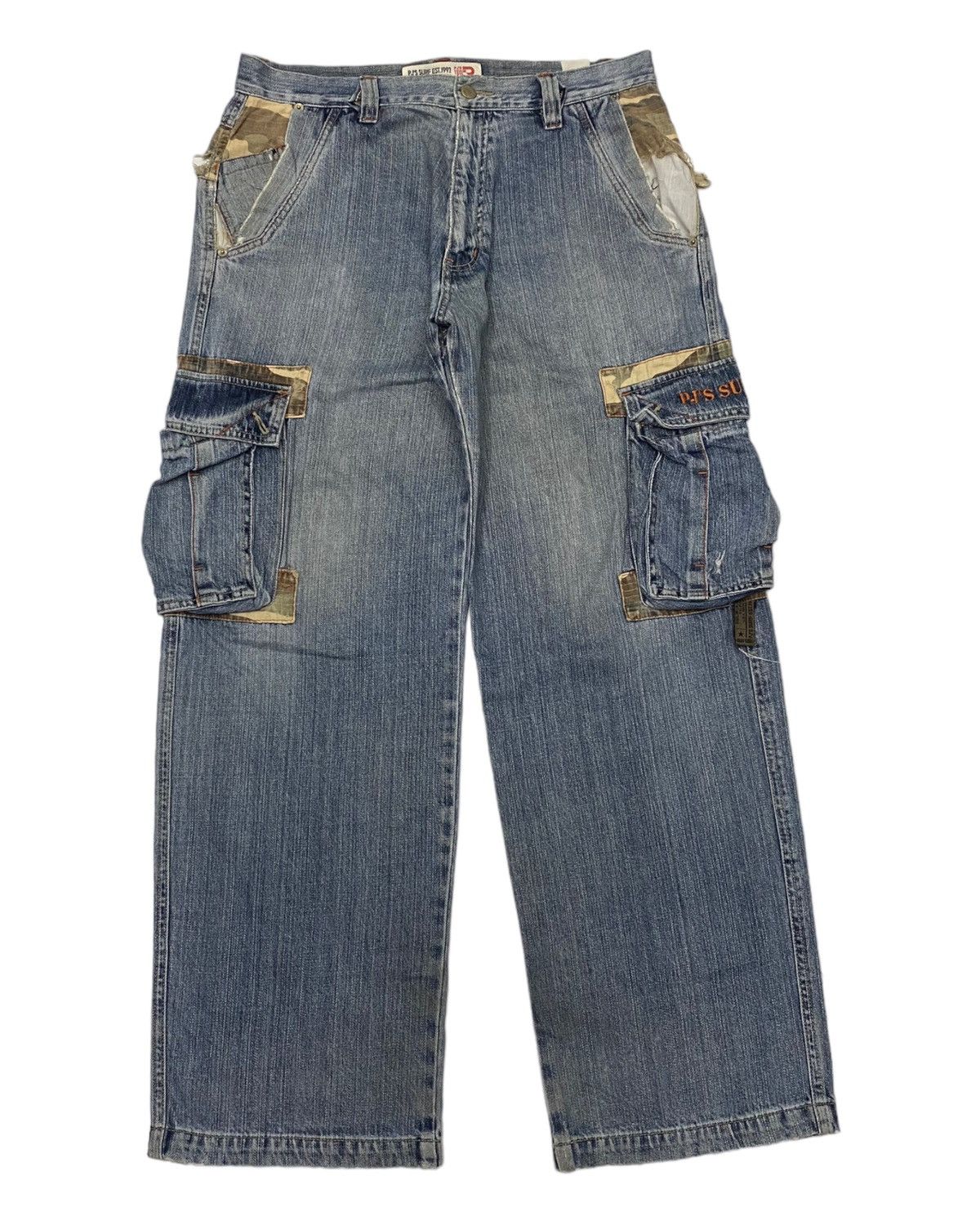 If Six Was Nine PJ’S SURF DISTRESSED DENIM BAGGY JEANS SKATEGANG STYLE Size US 33 - 1 Thumbnail