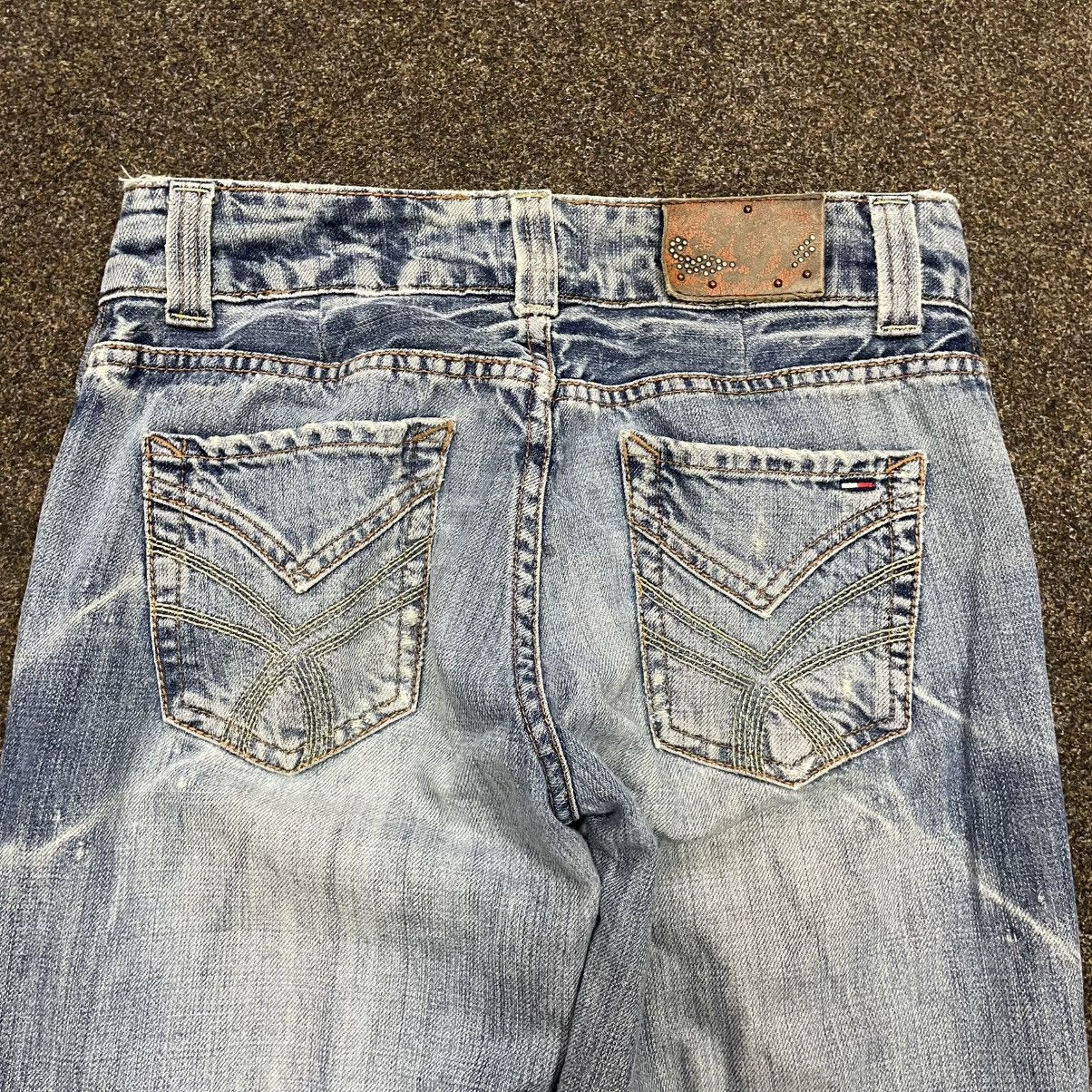 Vintage Vintage Y2K Baggy Wide Leg Distressed Jeans Skater Logo 28 Size US 28 / EU 44 - 2 Thumbnail