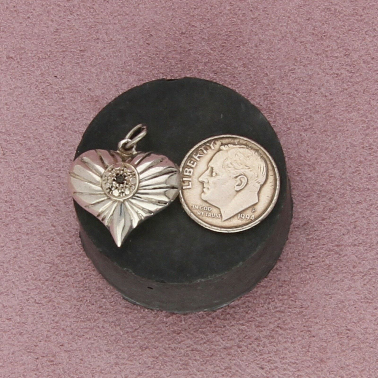 Sterling Silver sterling silver diamond accent puffy heart pendant Size ONE SIZE - 3 Thumbnail