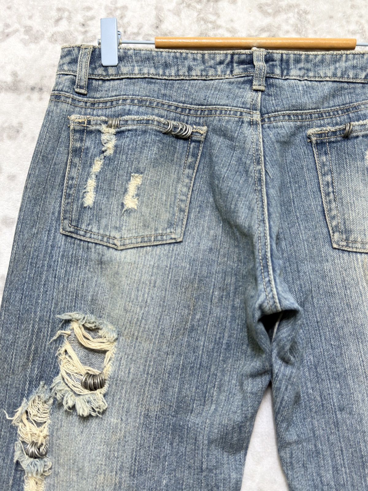 If Six Was Nine Hit Project Distressed Ring Hardware Light Wash Grunge Denim Size US 30 / EU 46 - 10 Thumbnail
