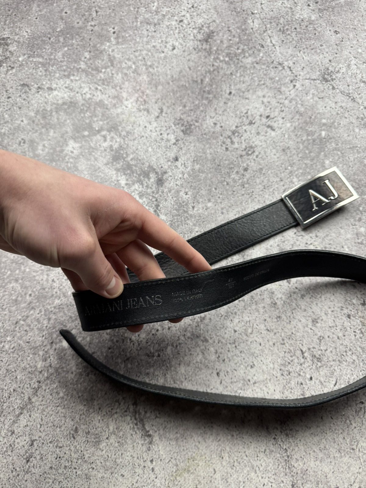 Armani Vintage Armani Jeans Leather Black Belt Rare Buckle Logo Size ONE SIZE - 5 Thumbnail