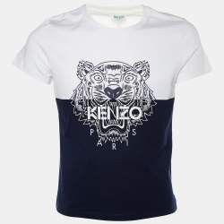 Kenzo Kenzo Navy & White Colorblock Tiger Print Cotton Crew Neck Size US XL / EU 56 / 4 - 1 Thumbnail