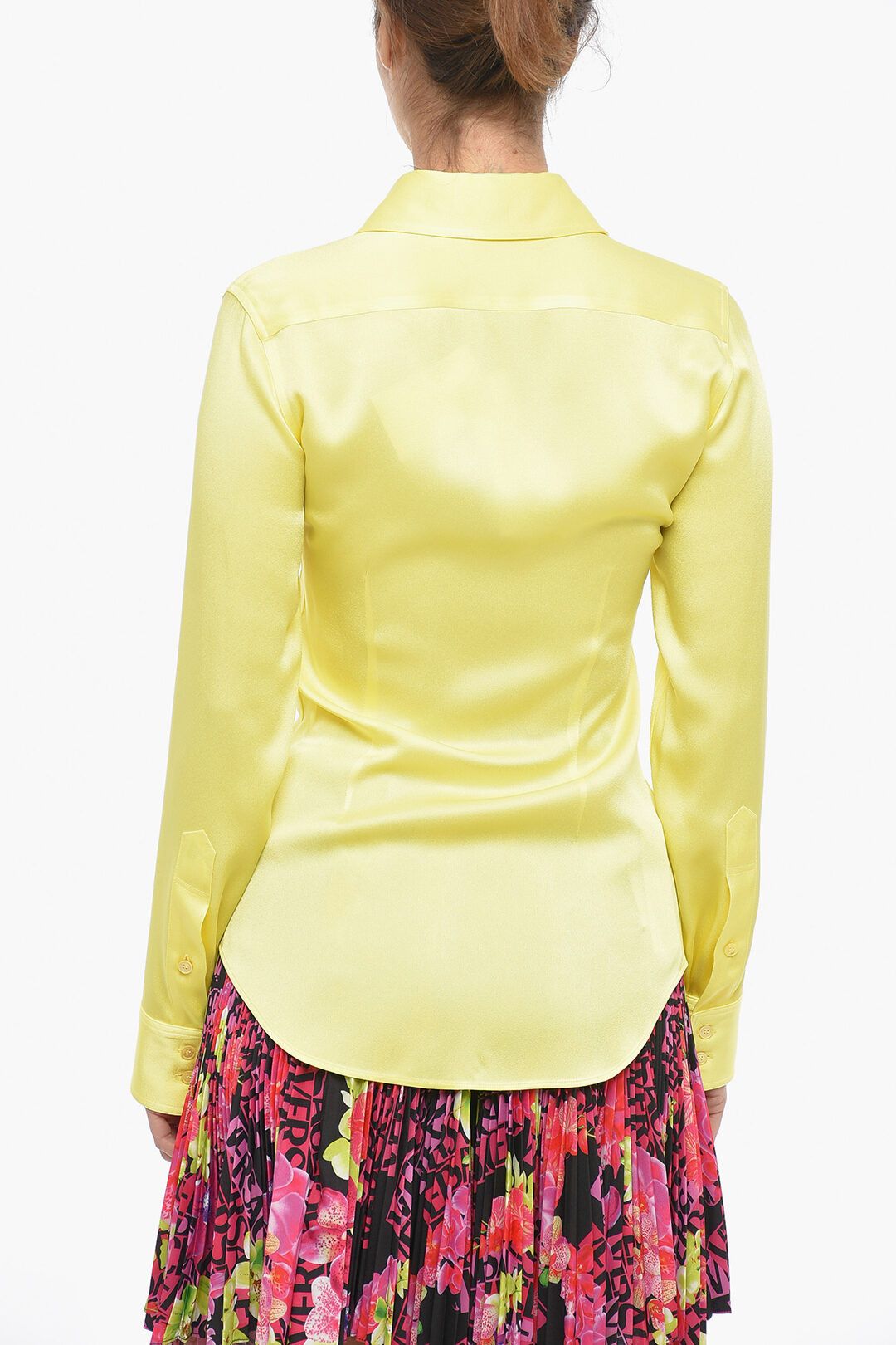 Stella McCartney og1mm0824 Satin Shirt With Utility Pockets in Yellow Size S / US 4 / IT 40 - 2 Thumbnail