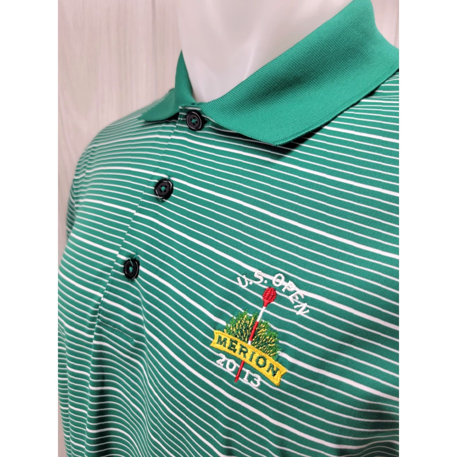 Adidas Adidas Climacool Golf Polo Men Med U.S. Open 2013 Merion Embroidered Stripes Polo Shirt Green XS? Size US M / EU 48-50 / 2 - 3 Thumbnail