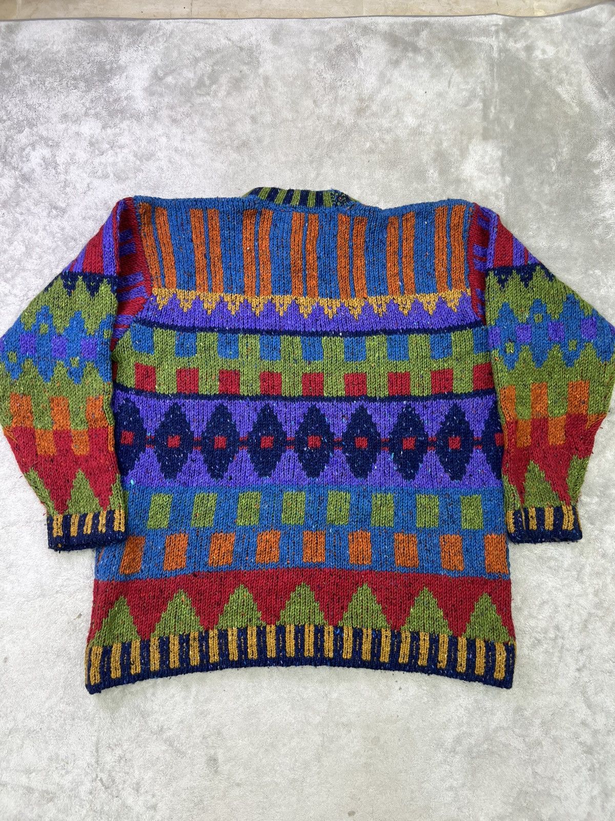 Other Irish Pure NewWool Geometric KnitSweater Handmade Multicolor Size US L / EU 52-54 / 3 - 10 Thumbnail
