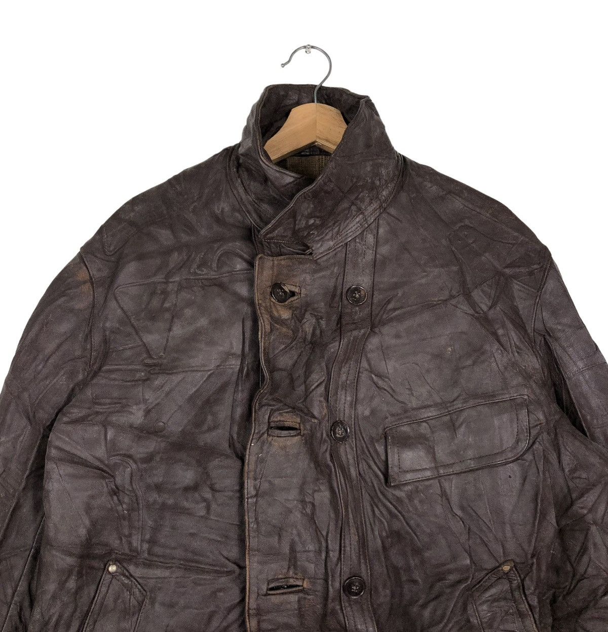 Vintage 🔥VINTAGE BIKER AERO LEATHER JACKET CARGO POCKET JAPAN Size US M / EU 48-50 / 2 - 3 Thumbnail