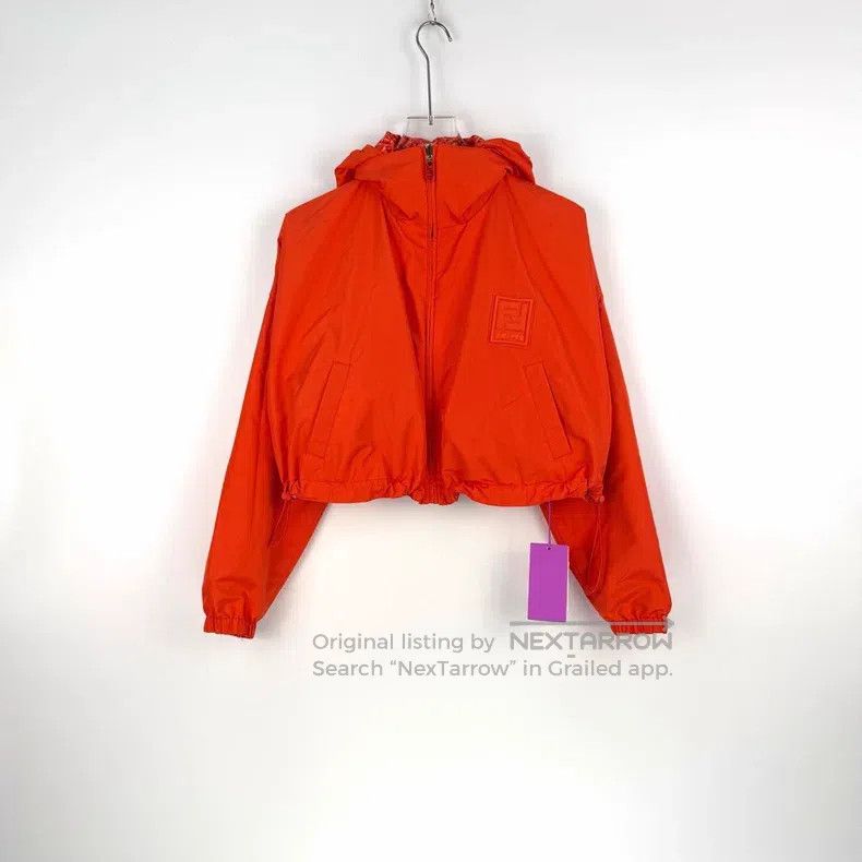 Fendi Fendi Neon Orange 3D Logo Zip-Up Hooded Jacket Size XS / US 0-2 / IT 36-38 - 3 Thumbnail