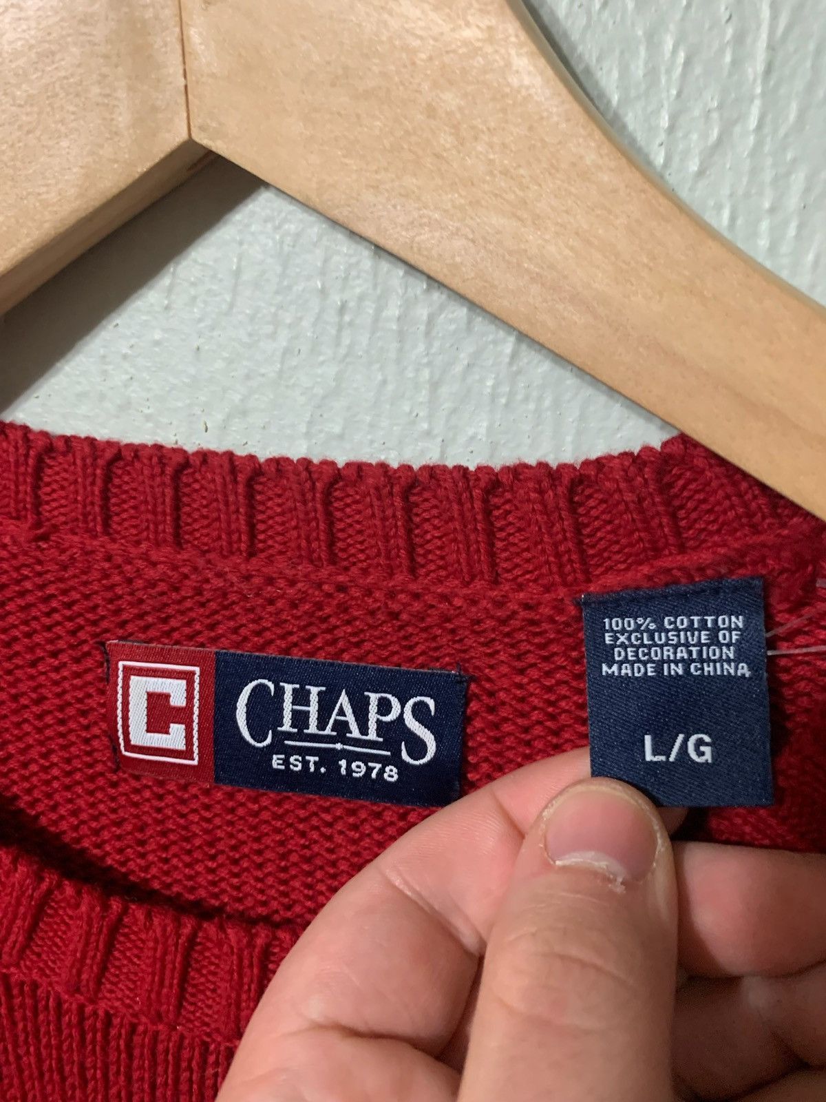 Vintage Vintage Chaps Red Frame Knit Sweater Size US L / EU 52-54 / 3 - 1 Thumbnail