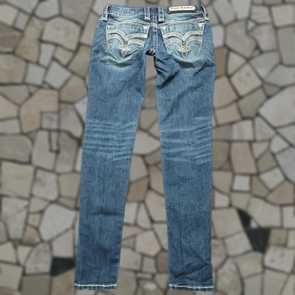 Vintage VINTAGE Rock Revival Allie Skinny Womens 26 X 29 Inseam Denim Distressed Blue Jeans Size 26" / US 2 / IT 38 - 1 Thumbnail