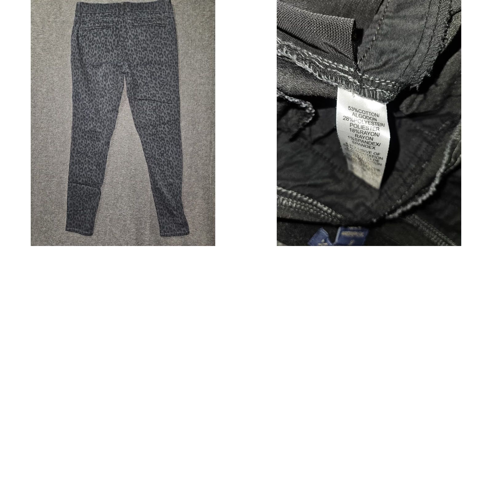 Vintage Democracy Skinny Jeans Womens 8 Gray Animal Print Stretch Zipper Size 30" / US 8 / IT 44 - 8 Thumbnail