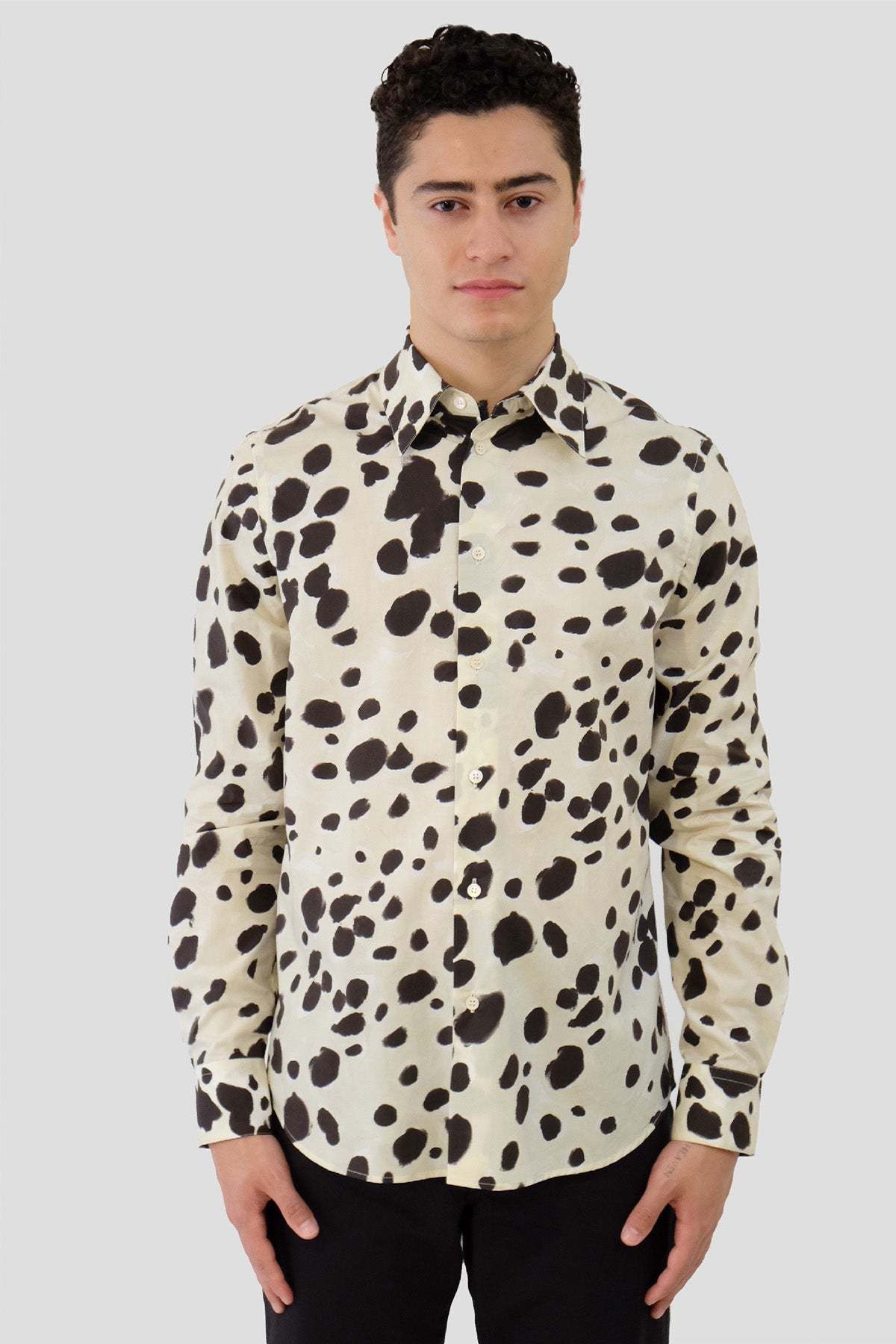 Marni o1y0225 Patterned Shirt in Ivory/Black Size US L / EU 52-54 / 3 - 1 Thumbnail