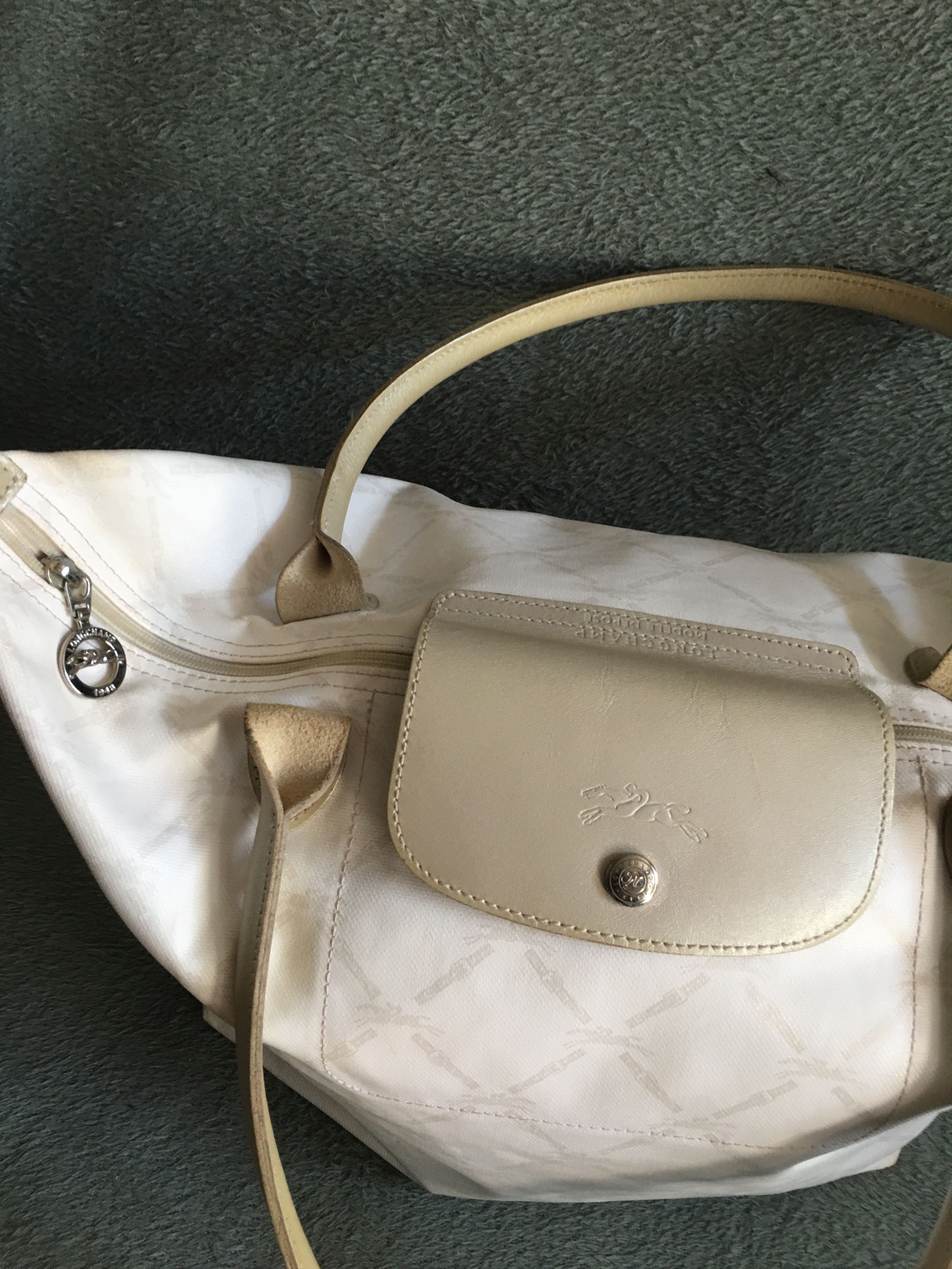 Longchamp Longchamp White Logo Print Coated Canvas Le Pliage Tote Bag Size ONE SIZE - 5 Thumbnail