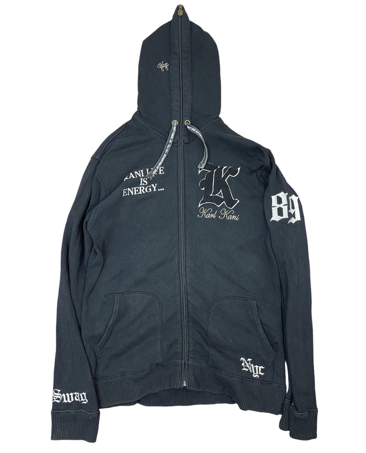 image of Karl Kani Broklyn Full Zip Hoodie in Black, Men's (Size Large)