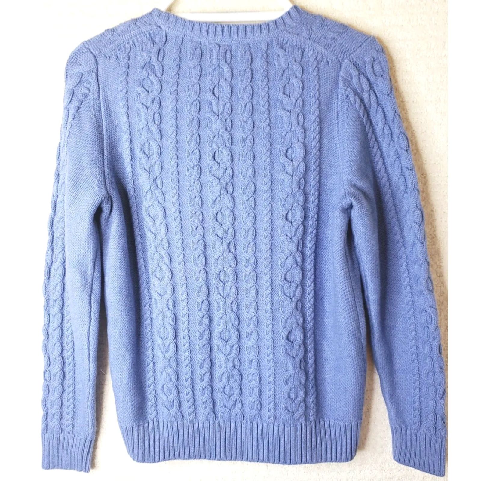 Vintage L.L. Bean Sweater Womens Medium Blue Cable Knit Crew Neck Pullover Casual Cotton Size M / US 6-8 / IT 42-44 - 5 Thumbnail