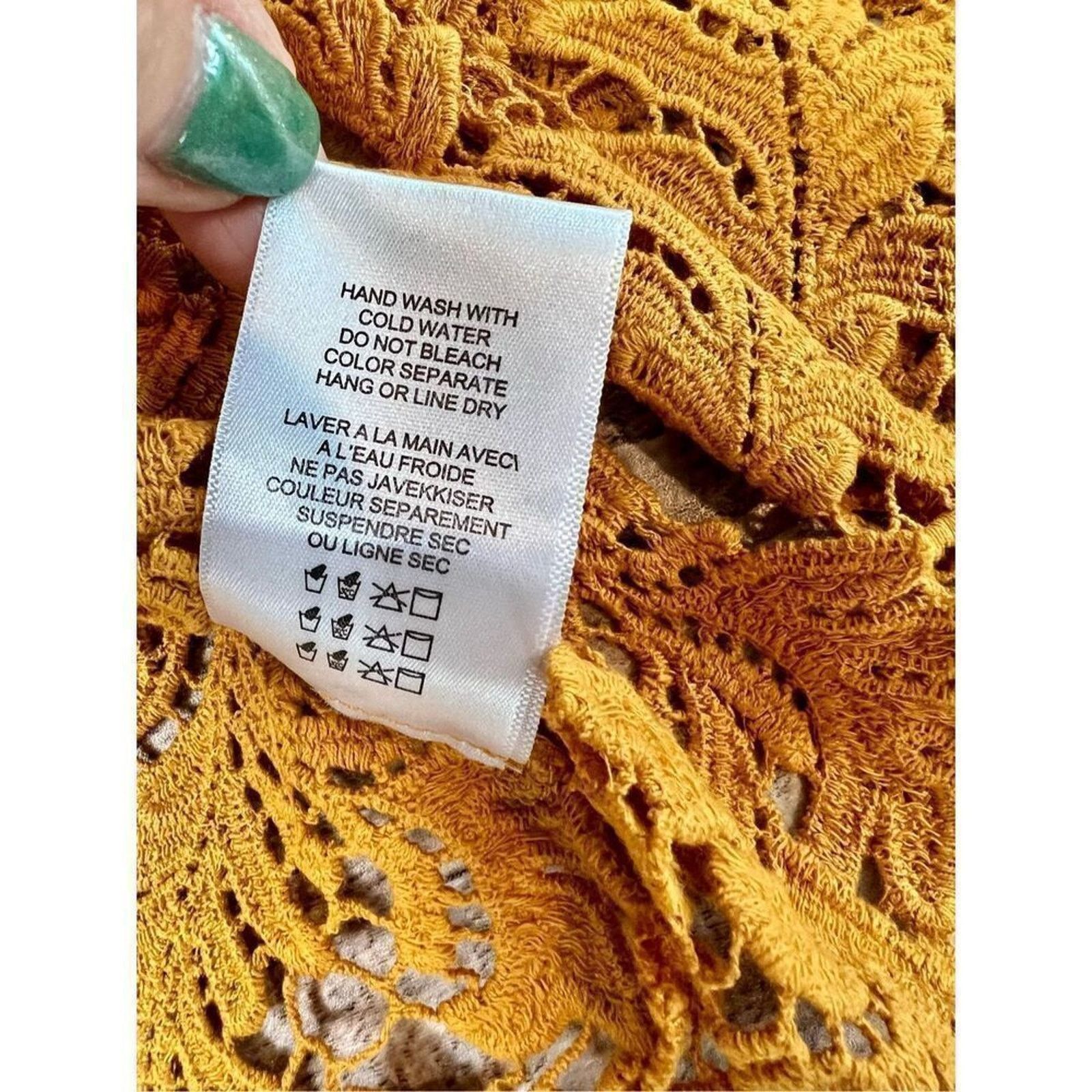 Anthropologie Eri + Ali Anthropologie Yellow Crocheted Lace Blouse XS NWT Size XS / US 0-2 / IT 36-38 - 9 Thumbnail
