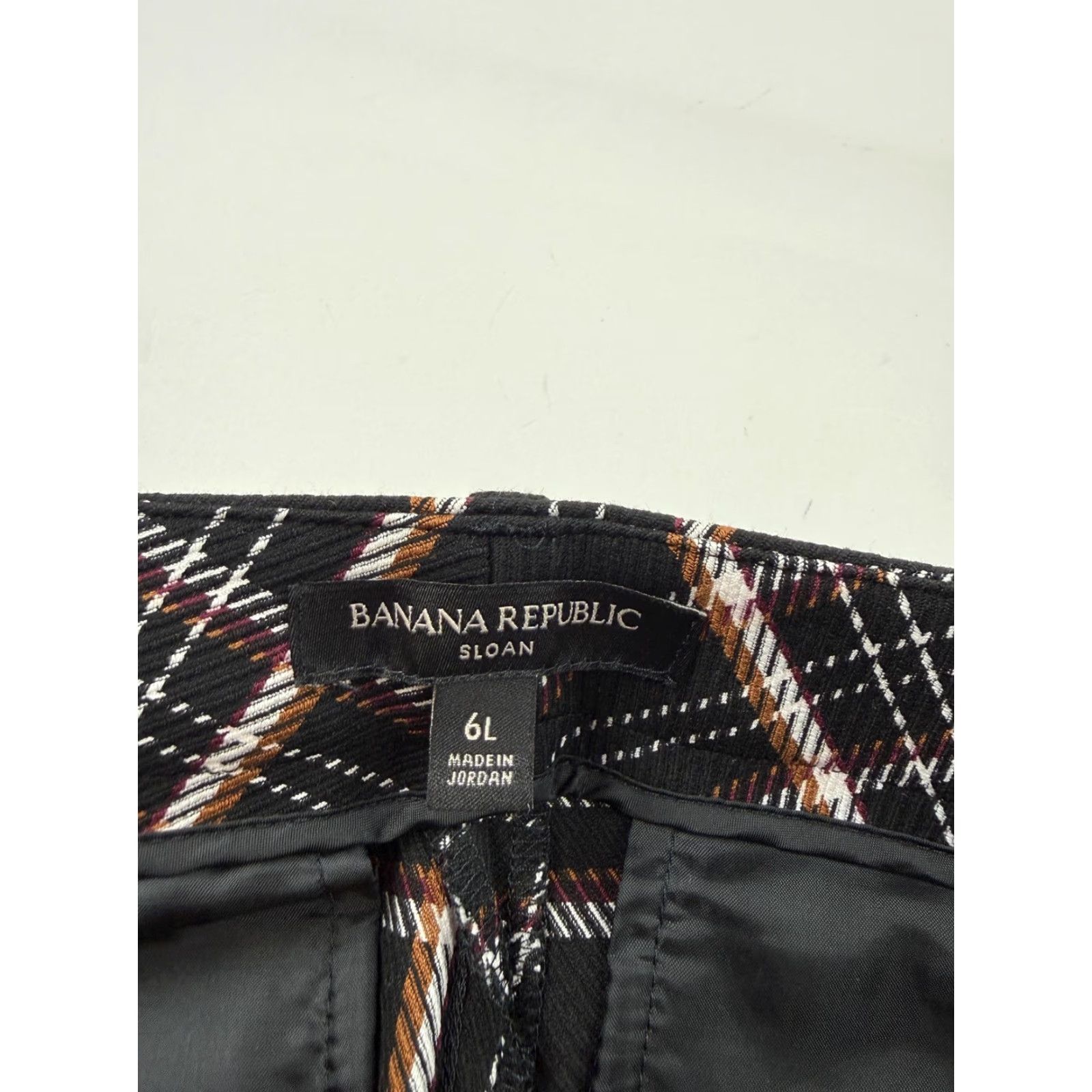 Banana Republic Banana Republic Sloan Dress Pants Womens 6L Black Plaid Slim Tapered Stretch Slacks Size 28" / US 6 / IT 42 - 2 Thumbnail