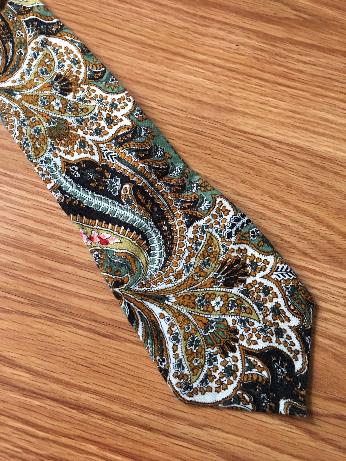 Vintage Via Pucci Vintage Designer Paisley Cotton Mens Tie Size ONE SIZE - 1 Thumbnail