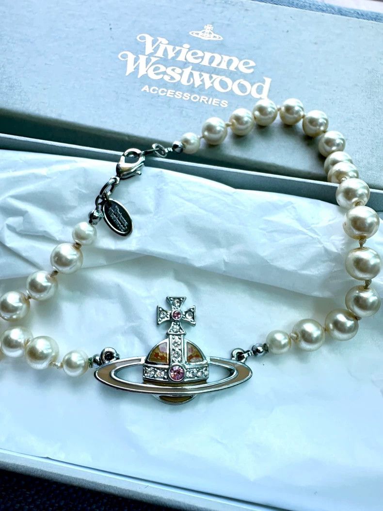 Vivienne Westwood Vivienne Westwood Pearl Saturn Necklace Choker, Collarbone Size ONE SIZE - 7 Thumbnail
