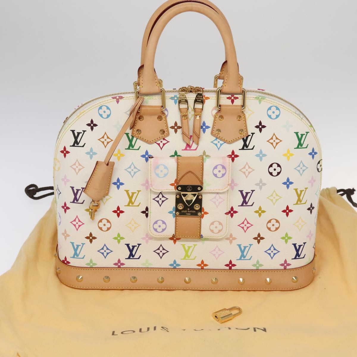 Louis Vuitton LOUIS VUITTON Monogram Multicolor Alma GM Hand Bag White Size ONE SIZE - 12 Thumbnail