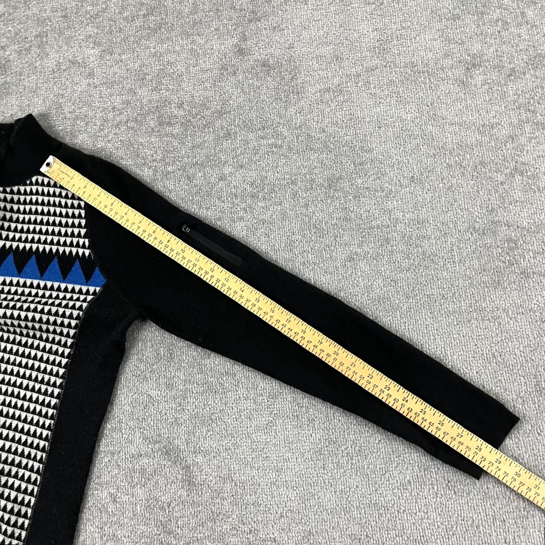 Vintage TITLE NINE Sweater Womens Medium Black Blue Merino Wool Blend Quarter Pullover Size M / US 6-8 / IT 42-44 - 6 Thumbnail
