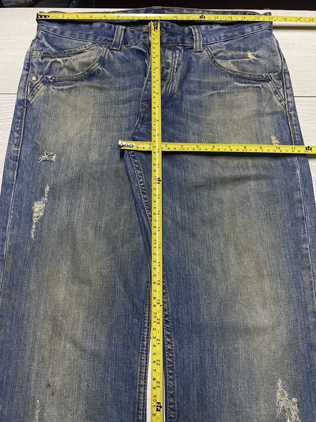 Rhude × Zara Vintage Zara Denim Mud Wash Distressed Loose Jeans Size US 34 / EU 50 - 18 Thumbnail