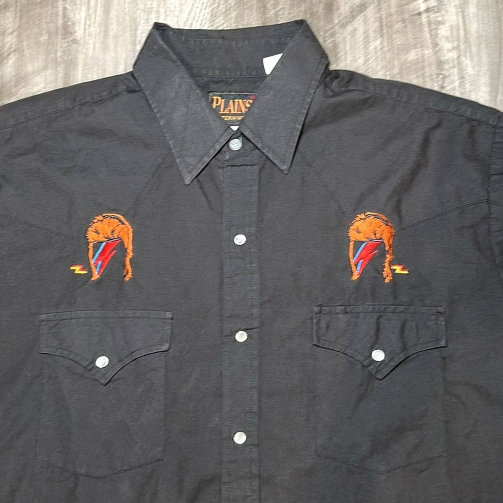 X-LARGE Plains Western Wear Long Sleeve Pearl Snap Button Black Large Mens L Shirt Size US L / EU 52-54 / 3 - 5 Thumbnail