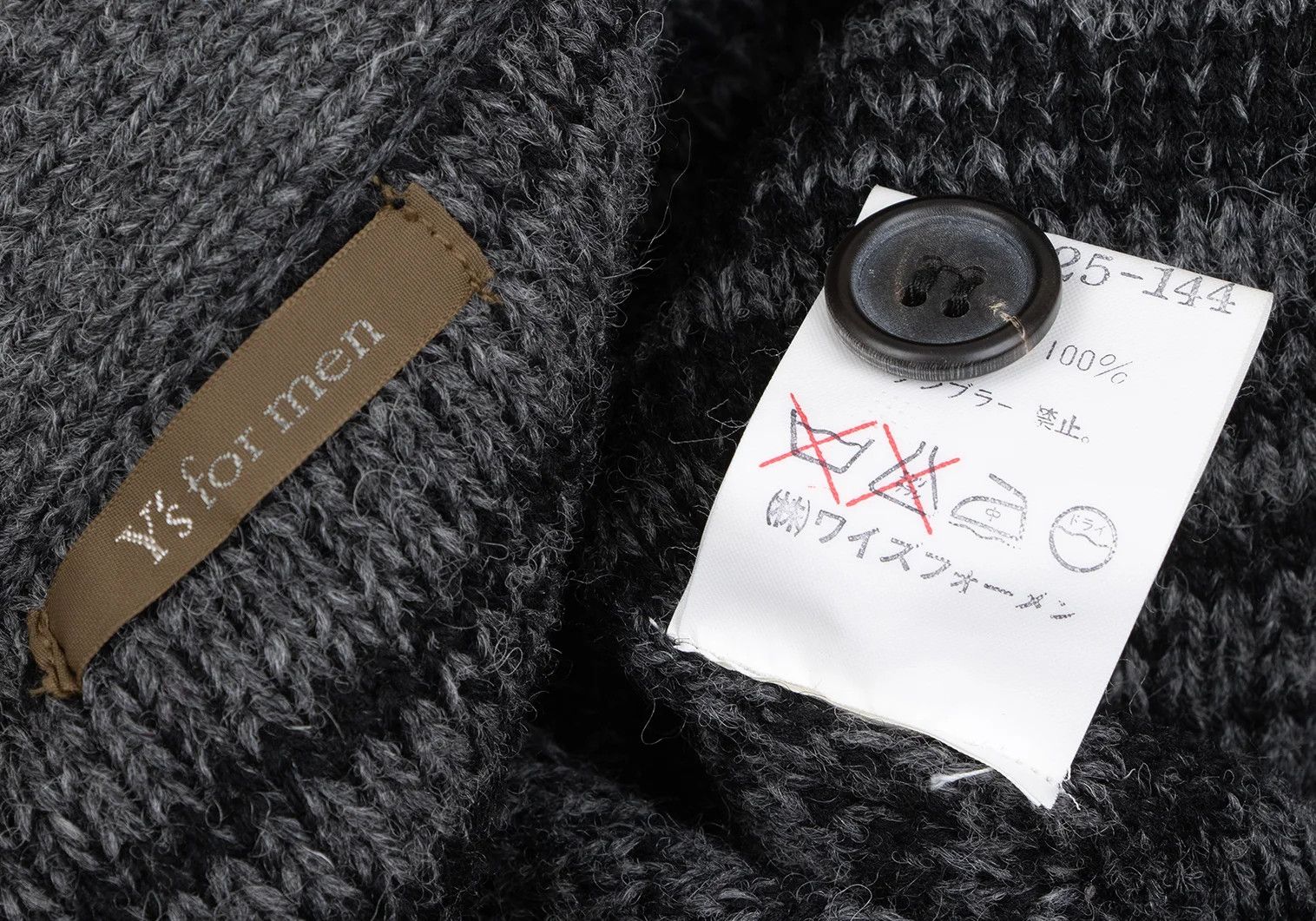 Wool Melange Knit Cardigan in Gray and Black Size L