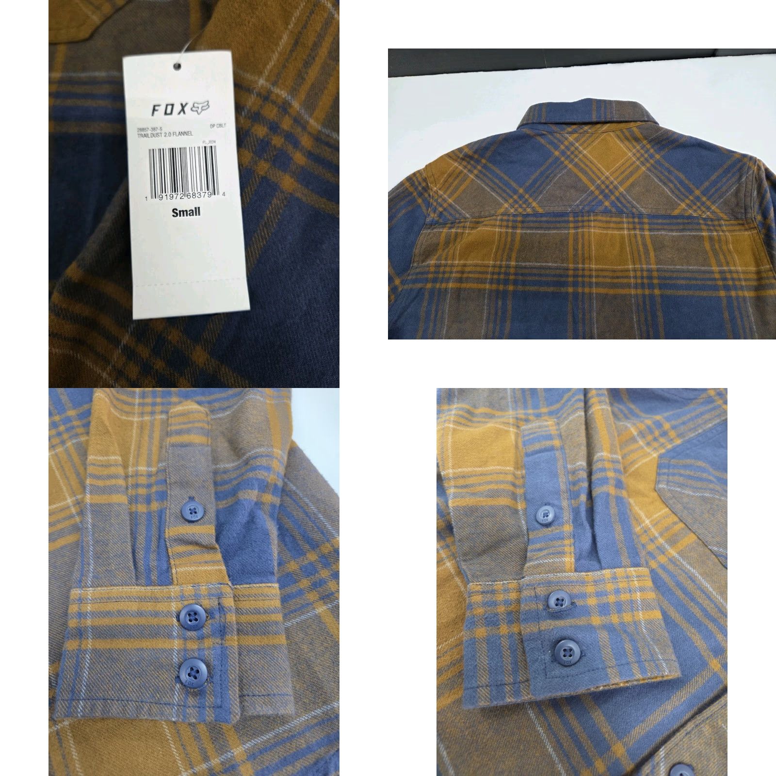 Fox Racing Fox Racing Mens Long Sleeve Button-Up Flannel Shirt Brown/Blue Plaid S Size US S / EU 44-46 / 1 - 8 Thumbnail