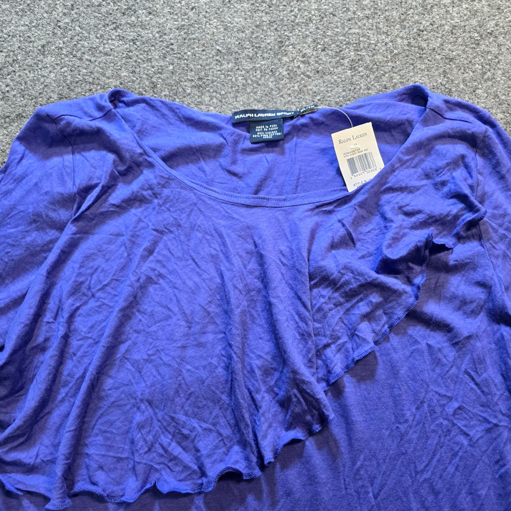 Ralph Lauren Lauren Ralph Lauren Top Womens XL Purple Ruffle Pima Cotton Long Sleeve Casual Size XL / US 12-14 / IT 48-50 - 2 Thumbnail