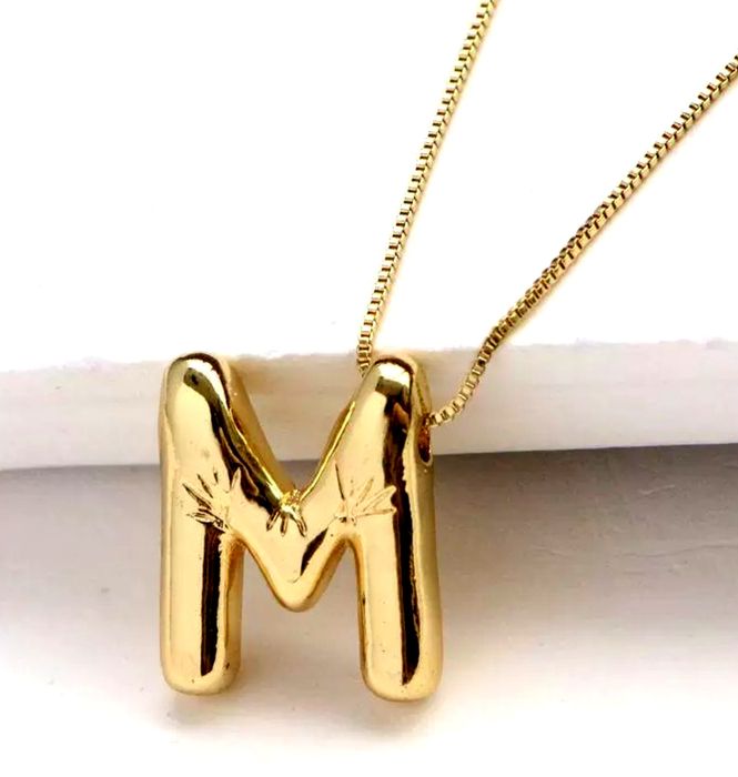 Gold Punk Shine Bubble Initial Gold Plated Necklace Unique Rare | Grailed