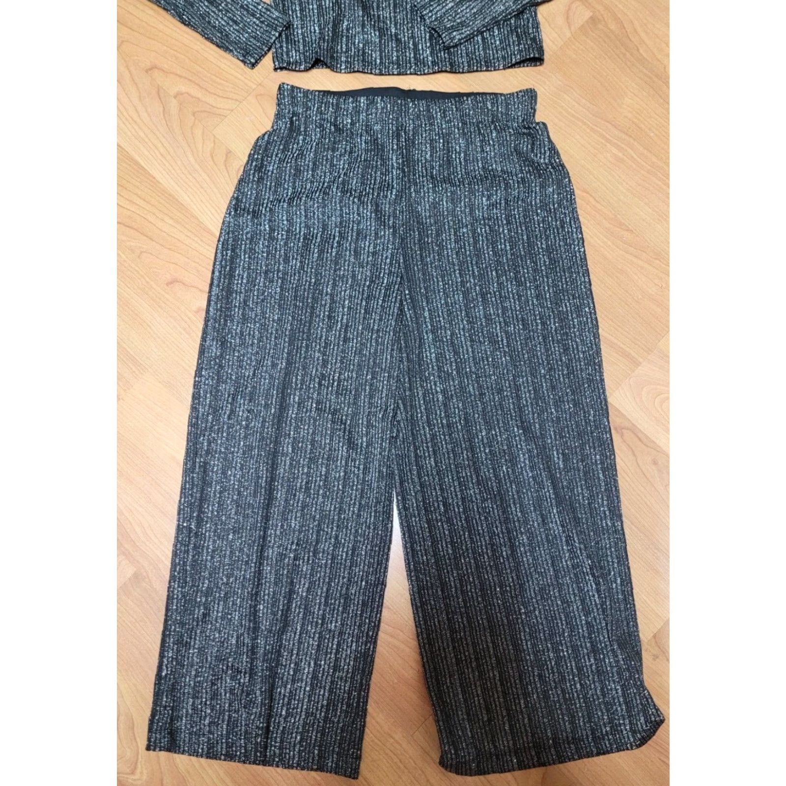 Vintage Candies Outfit/Set Women Silver 2 Piece Wide-Leg Pants & Shirt S 90s Party Wedding Shiny Mens Girls Womens Size S / US 4 / IT 40 - 3 Thumbnail