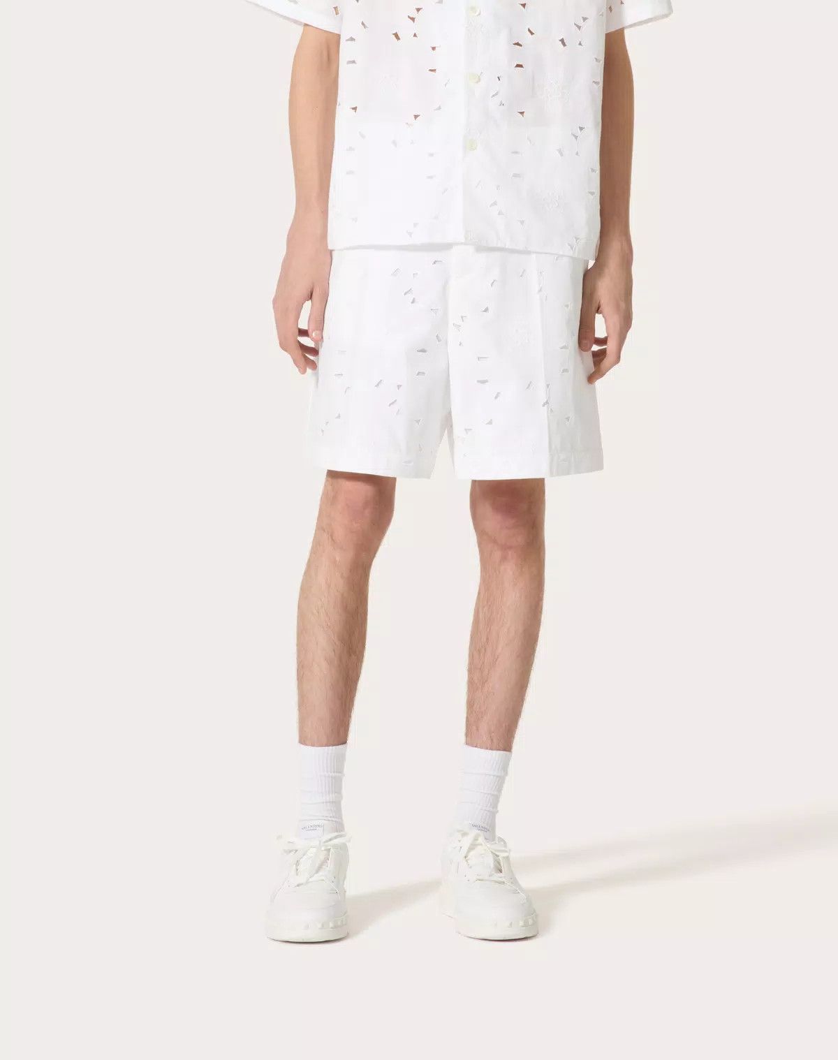 Valentino oc11z0725 San Gallo Cotton Bermuda Shorts in White Size US 36 / EU 52 - 5 Thumbnail