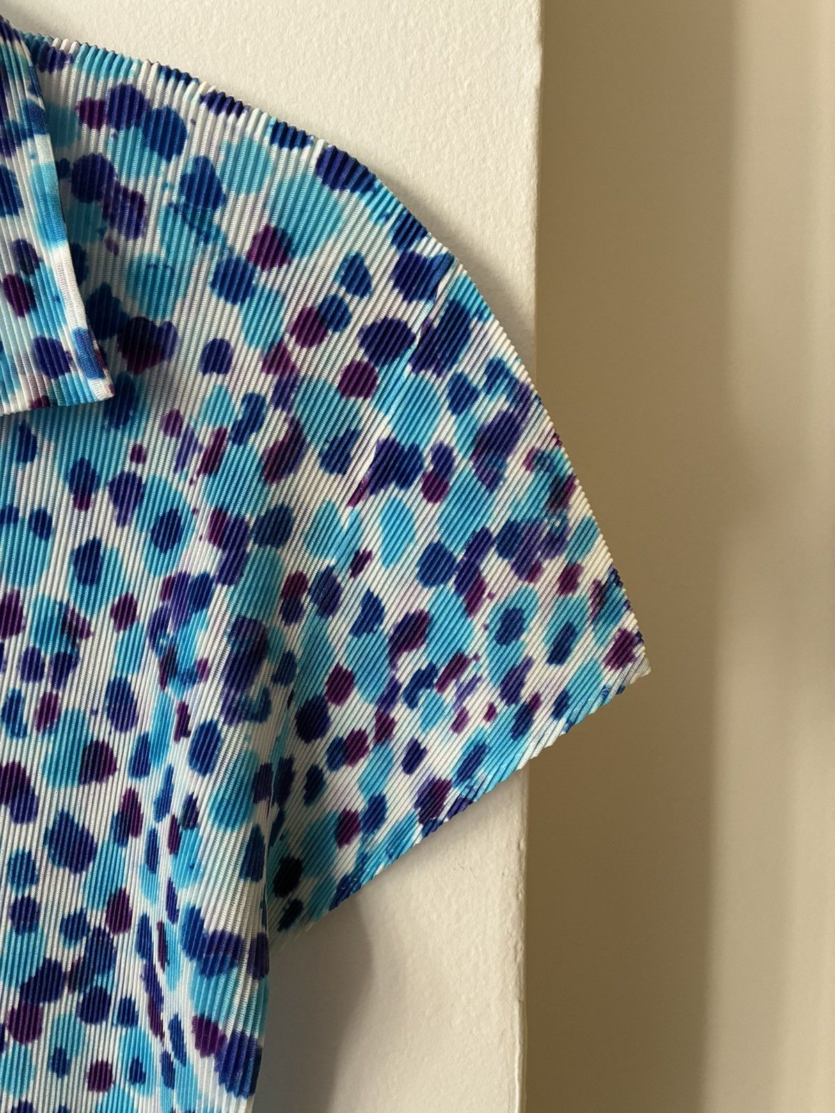 Pleats Please Issey Miyake PLEATS PLEASE Polka Dot Splatter Print Polo Size M / US 6-8 / IT 42-44 - 3 Thumbnail