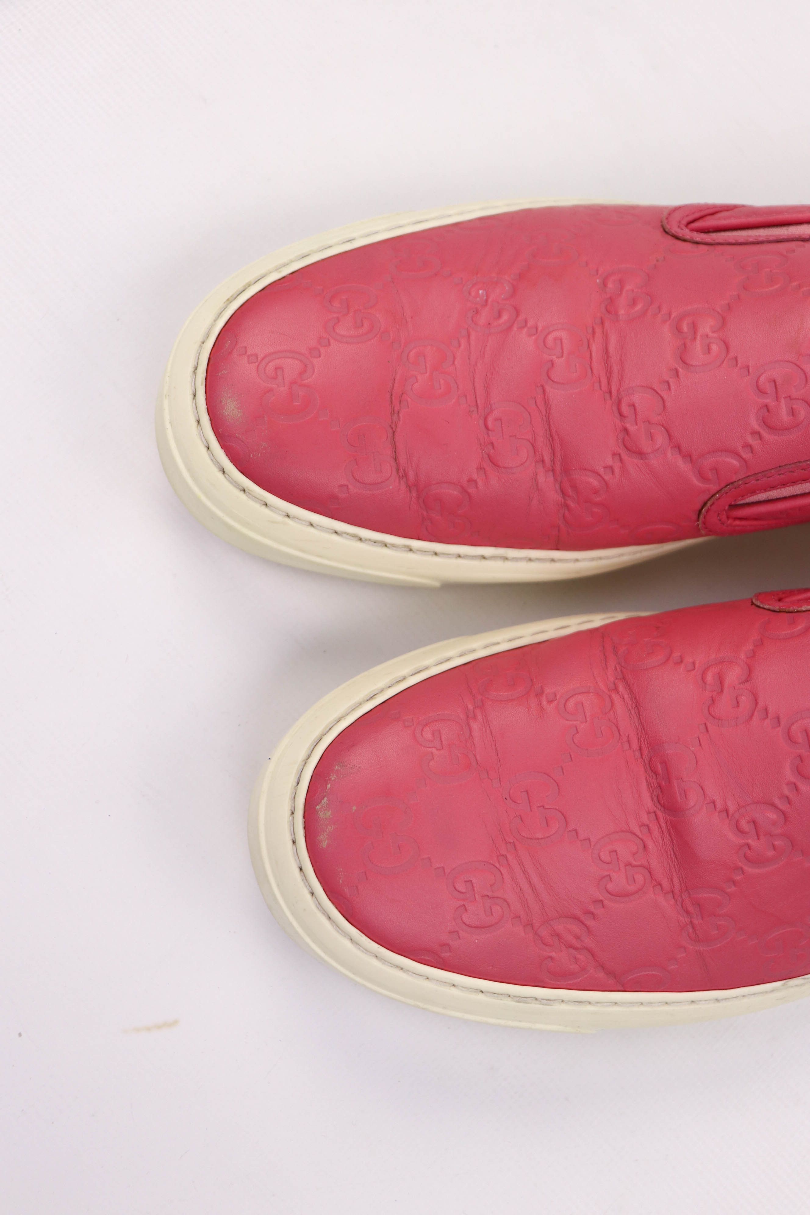 Gucci “Fashion Pink” Leather GG Monogram Slip On Shoes